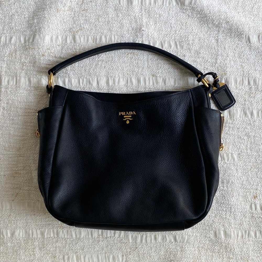 Prada Vitelli Daino Hobo Large with Side Pocket Zip
